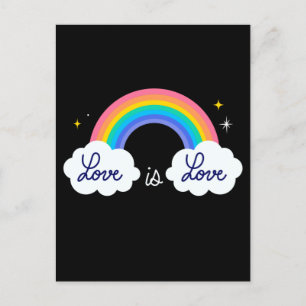 Postal El amor es el amor. LGBT+orgullo. Arcoiris