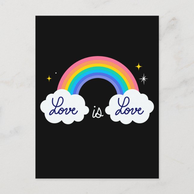 Postal El amor es el amor. LGBT+orgullo. Arcoiris (Anverso)