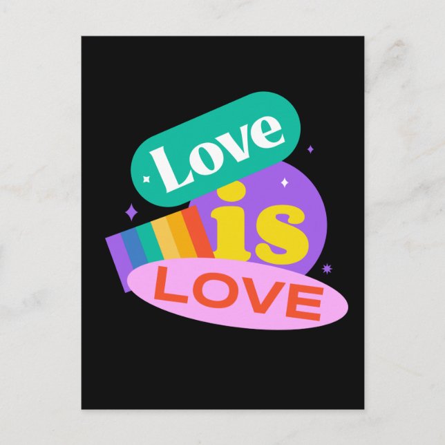 Postal El amor es el amor. LGTB+Orgullo. (Anverso)