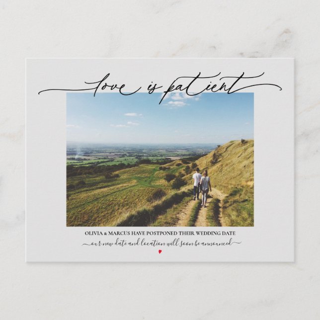 Postal El amor es gris en la postergación del Boda pacien (Anverso)