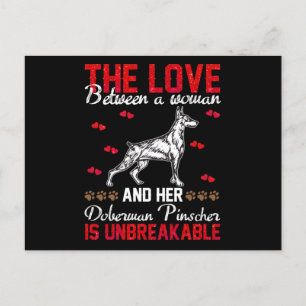 Postal El amor es inquebrantable Doberman Pinscher