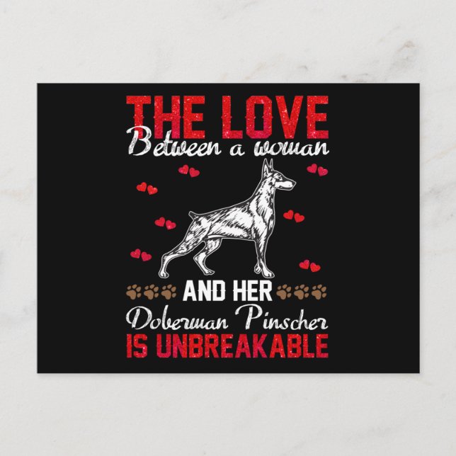 Postal El amor es inquebrantable Doberman Pinscher (Anverso)