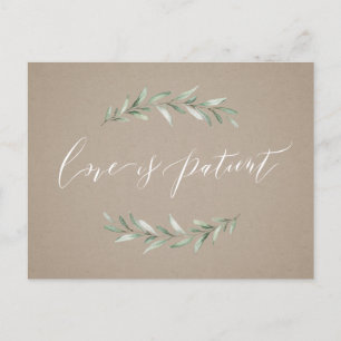 Postal El amor es la paciente postergación del boda de la