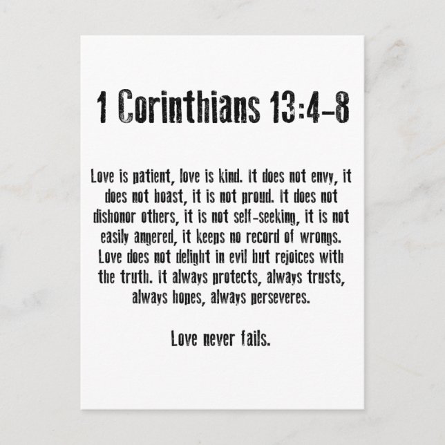 Postal El amor es paciente (Anverso)