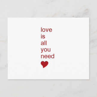 Postal El amor es todo lo que necesitas