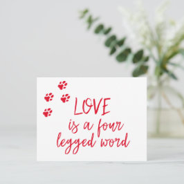 Postal El amor es una palabra de cuatro patas - Cute Dog