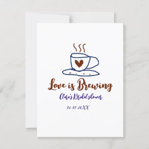 Postal El amor está hirviendo brown azul baby shower add 
