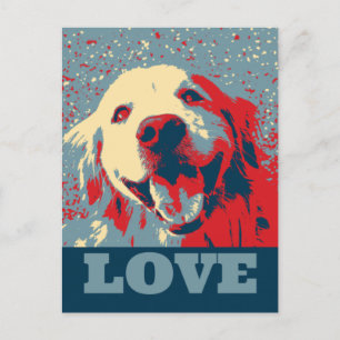 Postal El amor estilizado de Golden Retriever