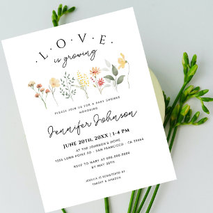 Postal El amor floral nautral crece en Boho Baby Shower