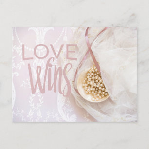 Postal El amor gana el Boda Bridal Lace y Perlas