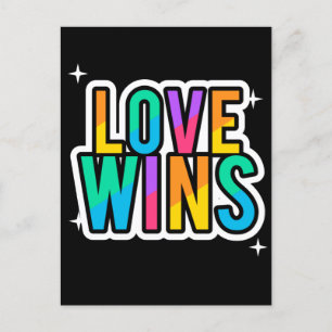 Postal El amor gana. LGBTQ+Orgullo. Arcoiris.