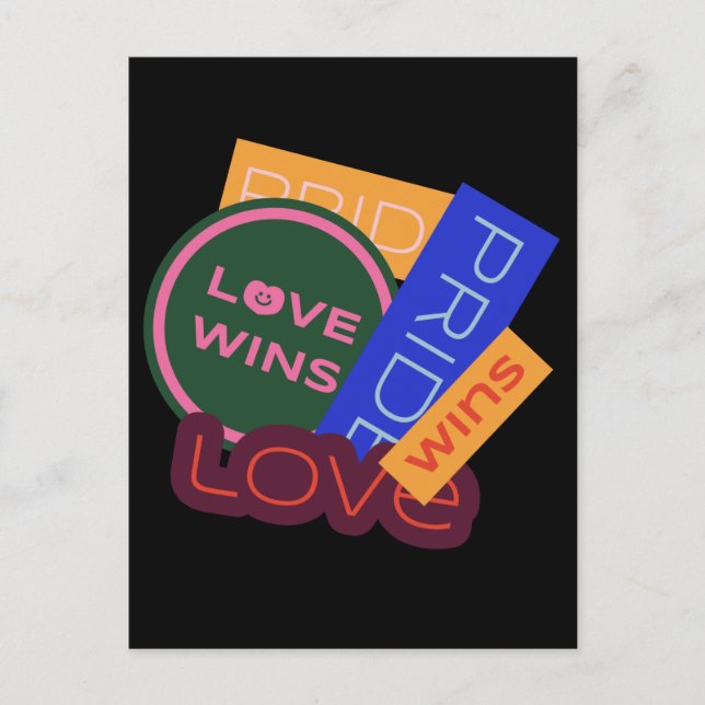 Postal El amor gana. Orgullo. El orgullo gana. Postcarta  (Anverso)