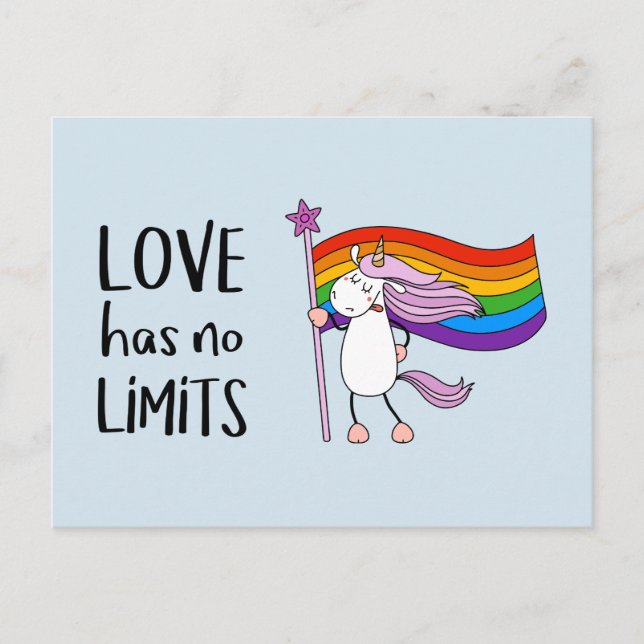 Postal El amor no tiene límites Unicornio (Anverso)