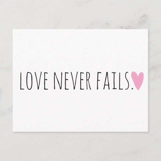 Postal El amor nunca falla con el corazón (Anverso)