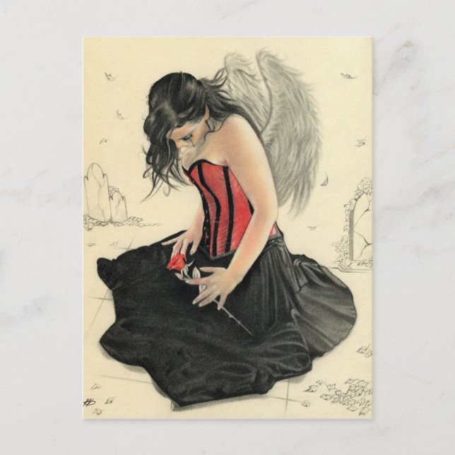 Postal El amor nunca muere angel de dueloPostcard (Anverso)