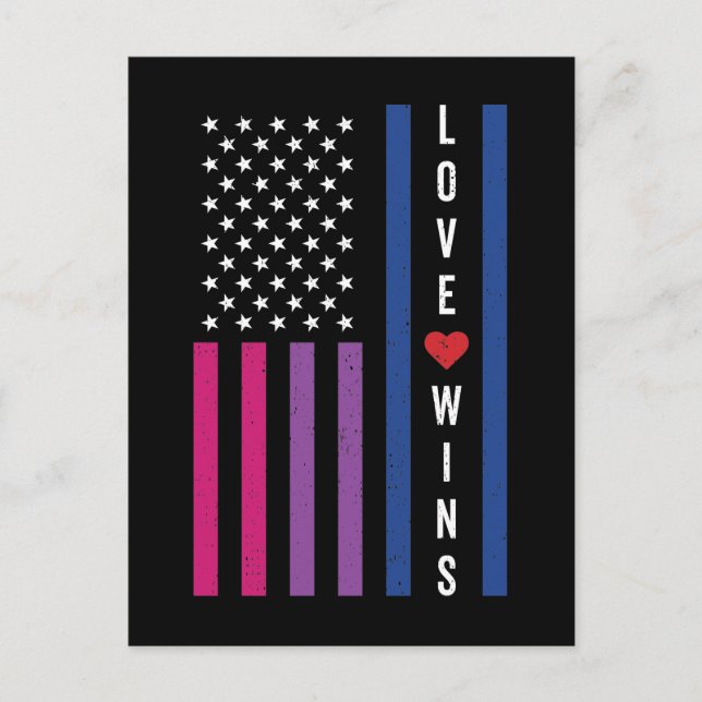 Postal El amor por el orgullo bisexual LGBTQ gana la band (Anverso)