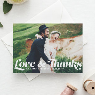 Postal El amor retro y las gracias Boda de fotos gracias