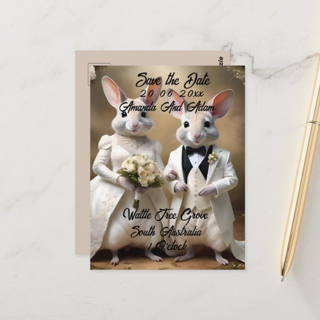 Postal "El Amor Se Abajo: Celebración De Un Boda De Bilby (Anverso/Reverso In Situ)