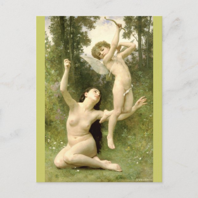 Postal El amor se despide por Bouguereau (Anverso)