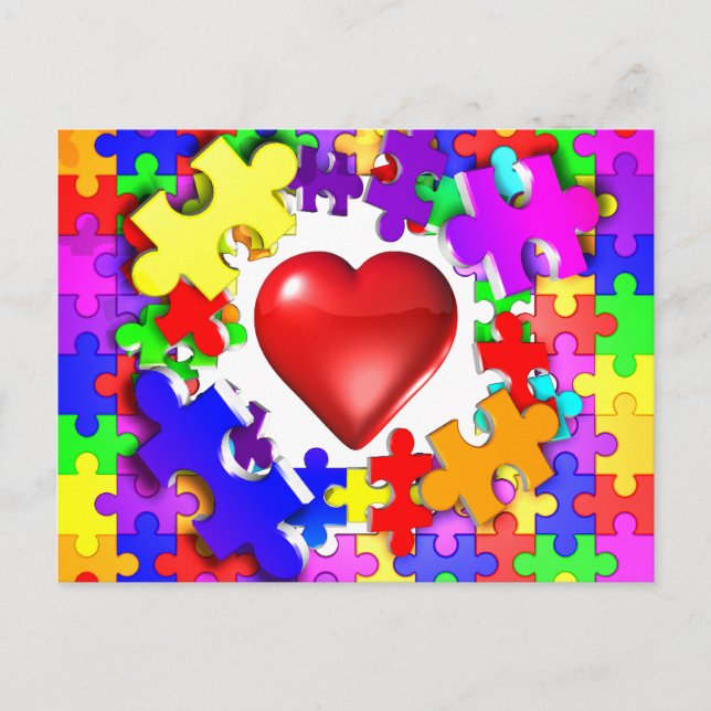 Postal El amor se rompe a través del autismo (Anverso)