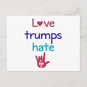 Postal El amor triunfa sobre el odio contra Trump