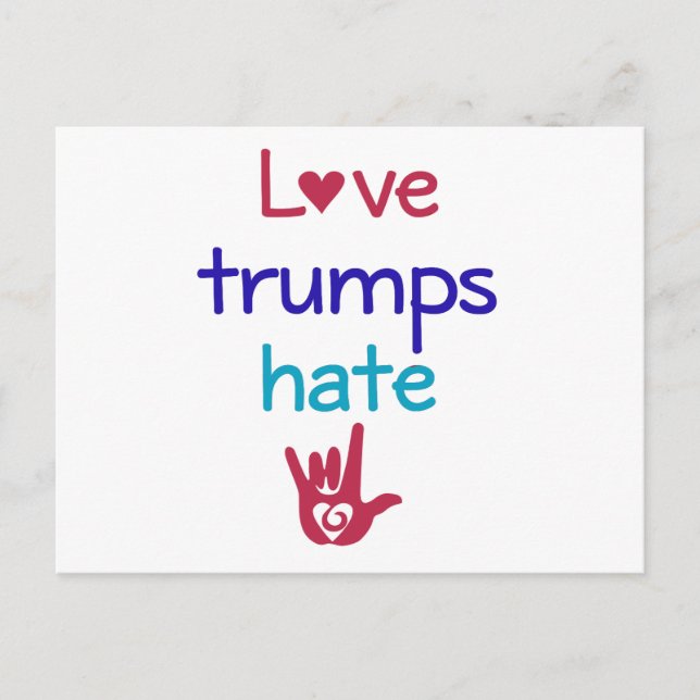 Postal El amor triunfa sobre el odio contra Trump (Anverso)