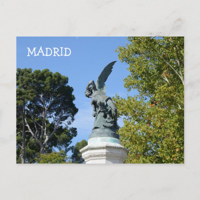 Postal El Angel Caido, Parque del Retiro, Madrid (Anverso)