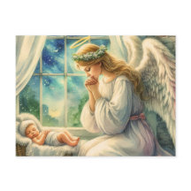el ángel de la guarda reza junto a la cuna del beb