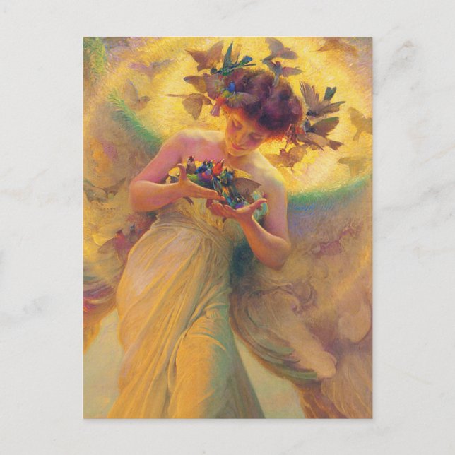 Postal El ángel de los pájaros (Anverso)