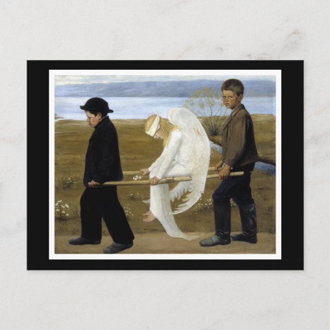 Postal El ángel herido (Anverso)