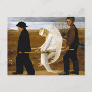 Postal El ángel herido pintando Hugo Simberg, 1903