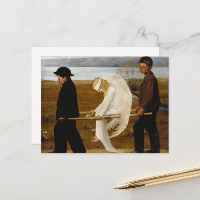 Postal El ángel herido por Hugo Simberg (Anverso/Reverso In Situ)
