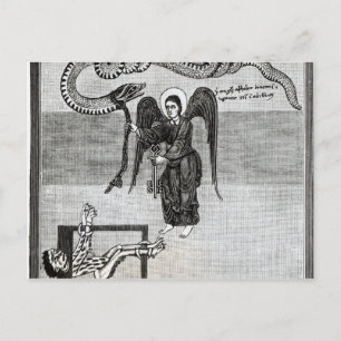 Postal El ángel, sosteniendo las llaves del infierno