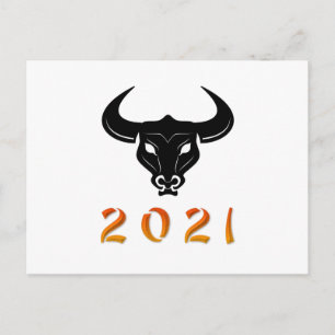 Postal El año chino de la silueta del Ox 2021