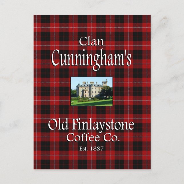 Postal El antiguo café Finlaystone Co. de Clan Cunningham (Anverso)