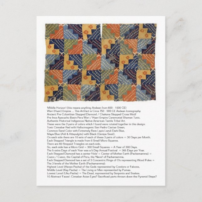 Postal El antiguo Wari pospuso el motivo del diamante (Anverso)
