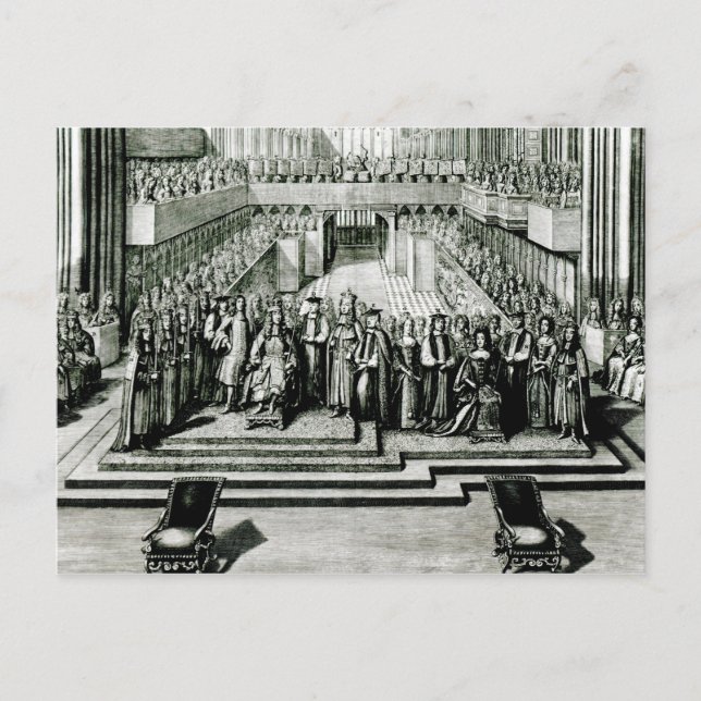 Postal El apogeo del Rey James II y la Reina María (Anverso)