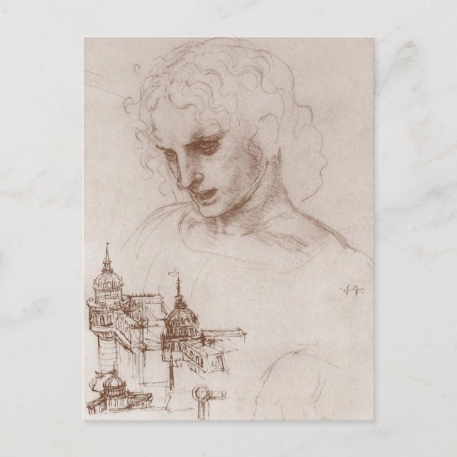 Postal El Apóstol Jacobus Sforza de Leonardo da Vinci (Anverso)
