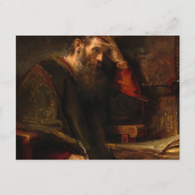 Postal El Apóstol Pablo, 1657 por Rembrandt van Rijn (Anverso)