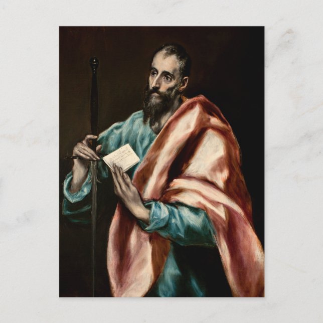 Postal El Apóstol San Pablo por El Greco (Anverso)