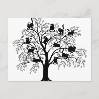 Postal El árbol de gatos negros
