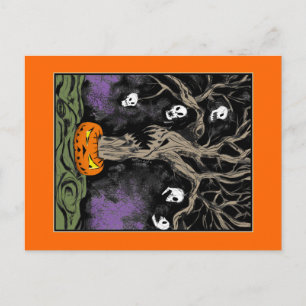 Postal El árbol de Halloween