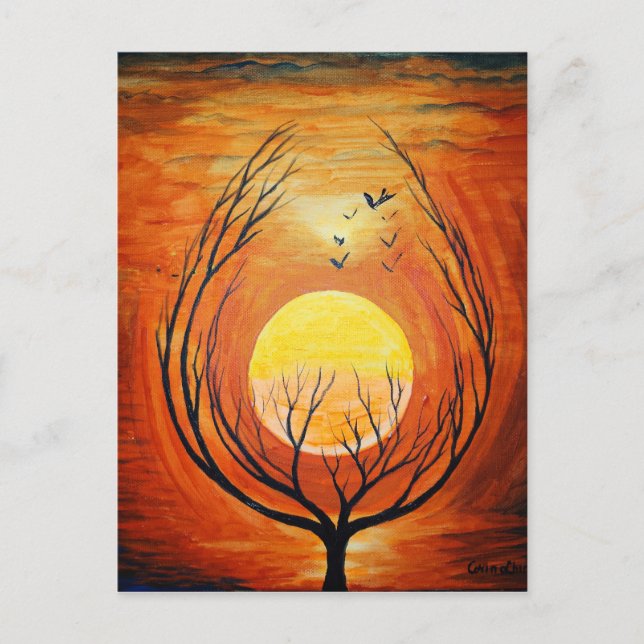 Postal El árbol de los orígenes y una nueva canva inicial (Anverso)