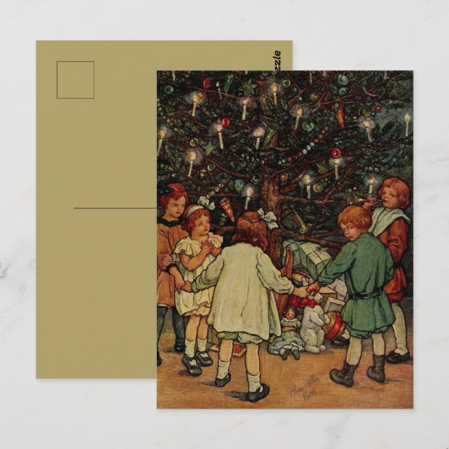 Postal El árbol de Navidad en los niños Clara Burd Arte V (Anverso / Reverso)