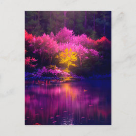 Postal El árbol de oro cautivador por la noche