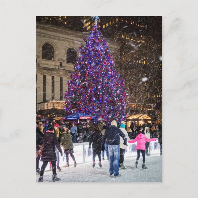 Postal El árbol y patinadores (Anverso)