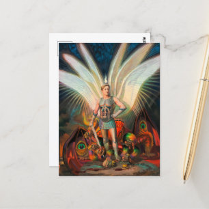 Postal El Arcángel Michael derrota al dragón