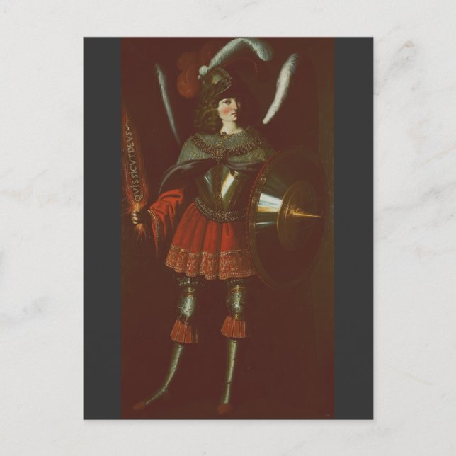Postal El Arcángel Miguel por Francisco de Zurbarán Arte (Anverso)