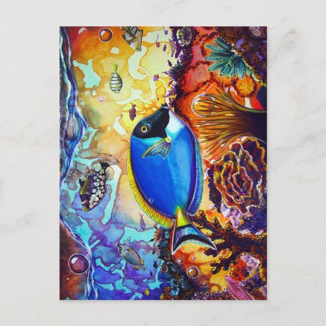 Postal El arrecife de la Ilustración de la Isla CBjork (Anverso)