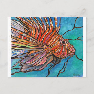 Postal ¡El Arte De Estilo "Vidrio Manchado" De Lionfish C